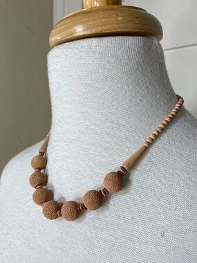 Lava Texture Minimalist Tan Beaded Necklace